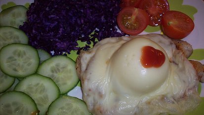 Kuřecí prso s broskví a sýrem-"dietně"
