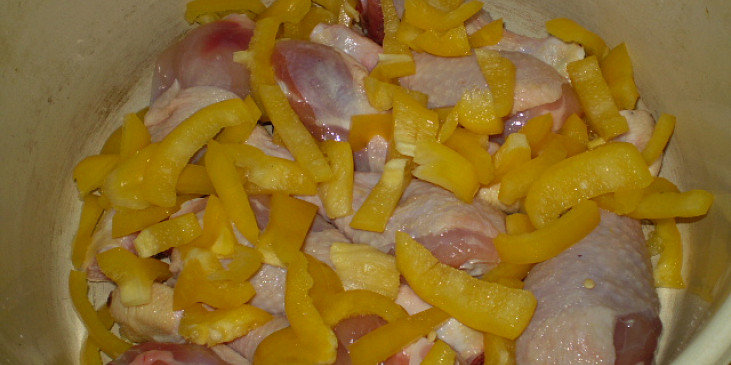 Výtečné kuřecí na pomerančích (na maso nakrájíme papriky...)