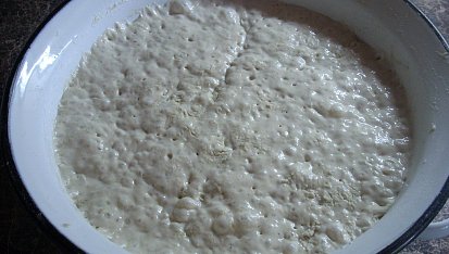 Chleba s křupavou kůrkou, Vykynuté těsto před zpracováním