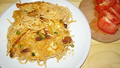 Zapékané špagety s vepřovým masem