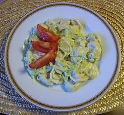 Tortelliny s pórkem v sýrové omáčce