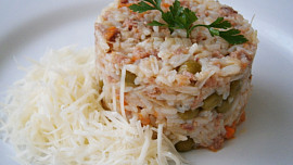 Pečené rizoto z vařené slepice