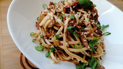 Udon nudle s hlívou ústřičnou