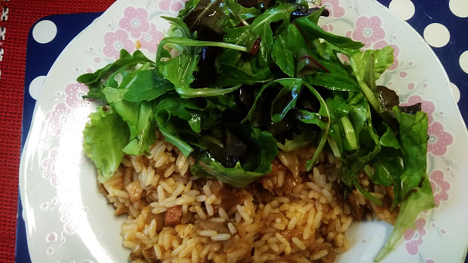 Hlívové rizoto, Hlívové rizoto s čerstvým lehkým salátkem
