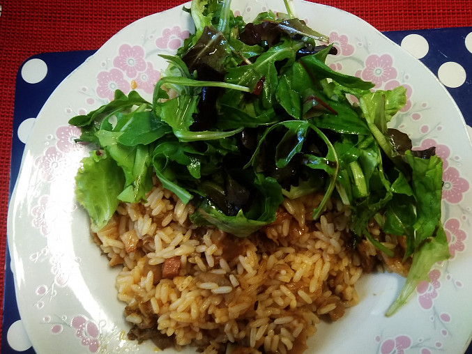 Hlívové rizoto, Hlívové rizoto s čerstvým lehkým salátkem