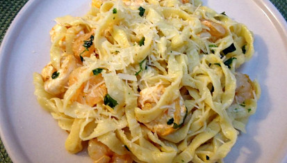 Krevety na česnekovém másle s těstovinami linguine