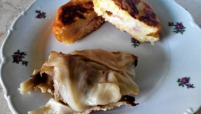 Slané bramborové koblihy, Jako příloha k plněnému zelnému listu (holoubku).