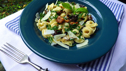 Tortellini plněné sýrem s lesními houbami a bylinkami