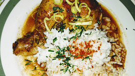 Kuře pečené po chalupářsku s rýží