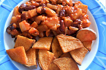 Fazolová směs s uzeným tofu + opečené batáty