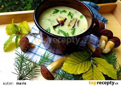 Bílá houbová polévka s pórkem a bramborem