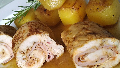 Kuřecí roládky a bramborový fondant, Kuřecí roládky a bramborový fondant