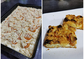 Meruňkový koláč s tvarohem a drobenkou