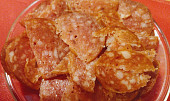 Recept na sušené špekáčky („zapomínací“ recept nerecept), Jemně nakrájené špekáčkové chipsy k pivku