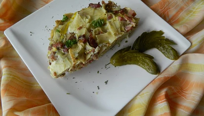 Zapečené flíčky s uzeným bůčkem