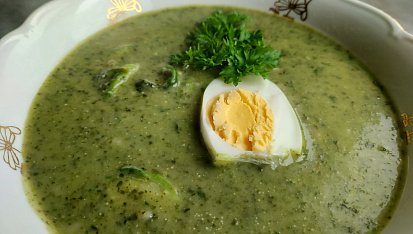 Mangoldová polévka s kadeřávkem, Mangpldová polévka s kadeřávkem