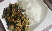 Kuřecí maso na kari s rýží a zeleninou, S mraženou brokolicí 