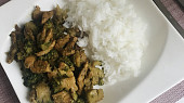 Kuřecí maso na kari s rýží a zeleninou, S mraženou brokolicí 