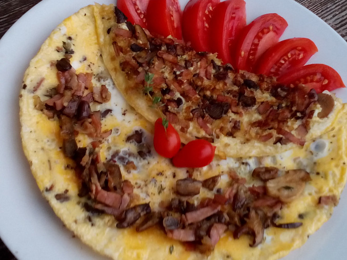 Houbovo - slaninová omeleta