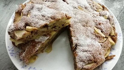 Jablkový koláč plný jablek, Špaldova +ořechy