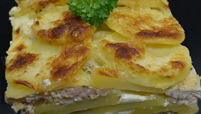 Gratinované brambory s lososem a kuřecím masem, Gratinované brambory s lososem a kuřecím masem