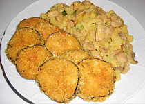 Smažený lilek a lehký bramborový salát  (Dělená strava podle LK - Kytičky + zelenina)
