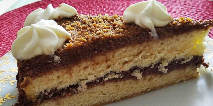 Nadýchaný piškotový dort s kakaovým krémem