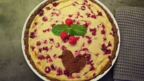 Pečený cheesecake s malinami