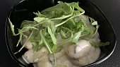 Smetanové gnocchi se žampiony a pórkem