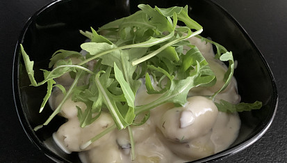 Smetanové gnocchi se žampiony a pórkem