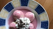 Tvarohové jahodové knedlíky s jahodovou merendou