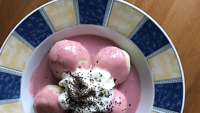 Tvarohové jahodové knedlíky s jahodovou merendou