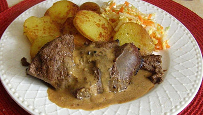 Restovaná vepřová játra s pepřovou omáčkou, Restovaná vepřová játra s pepřovou omáčkou