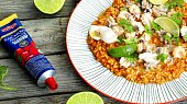 Risotto s mořskými plody, koriandrem a limetkou