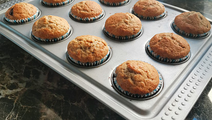 Banánové muffiny plněné Nutellou