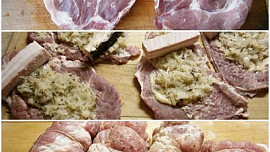 Vepřové závitky s anglickou slaninou a cuketovým zelím, z pomalého hrnce