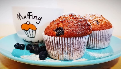 Muffiny s borůvkami a bílou čokoládou