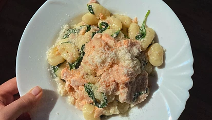 Gnocchi se špenátem a lososem