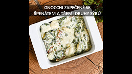 Gnocchi zapečené se špenátem a třemi druhy sýrů