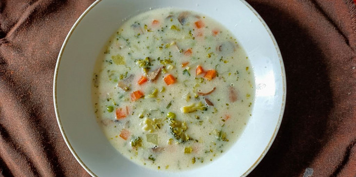 Květáková polévka se sušenými houbami (varianta s brokolicí)