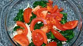 Pangasius  s rajčaty, špenátem a Mozzarellou