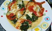 Pangasius  s rajčaty, špenátem a Mozzarellou