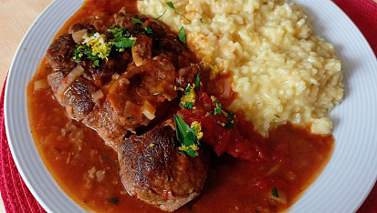 Telecí ossobuco a šafránové rizoto, Telecí ossobuco a šafránové rizoto