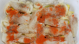 Pórek zapečený s rybím filé