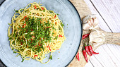 Spaghetti aglio olio e peperoncino