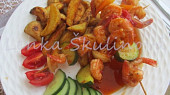 Krevety na špízu ve sladké chilli omáčce