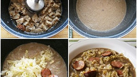 Chlebová polévka s kapustou a klobásou