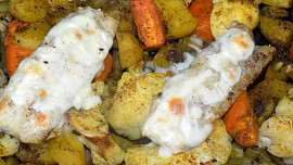 Pečená zelenina s rybou