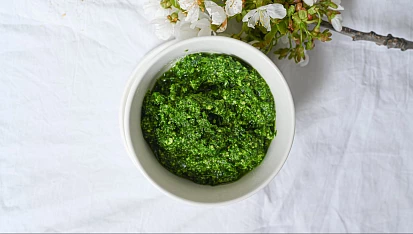Pesto z medvědího česneku a vlašských ořechů