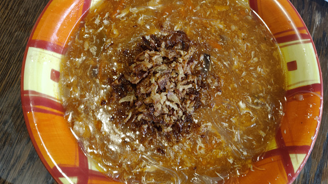 Pekingská polévka s kuřecím masem, Pekingská polévka s kuřecím masem.